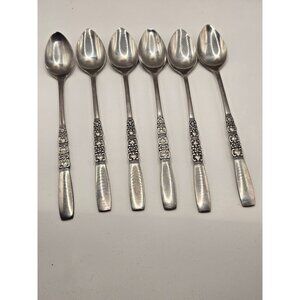 Northland Rebecca Tea Spoons Teaspoon Lot Of 6 Stainless Steel 6.75" Floral Patt
